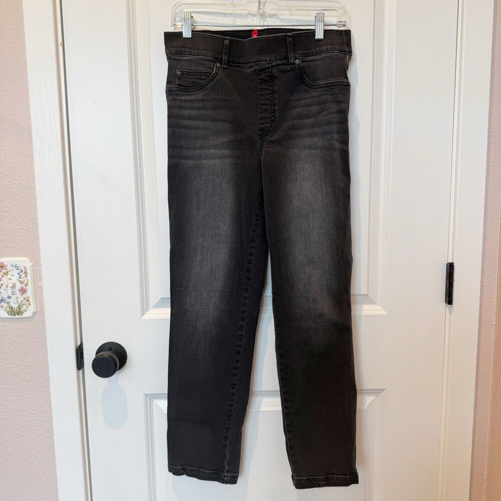 Spanx Womens Straight Ankle Jeans Size Medium Vintage Black Stretch Slimming